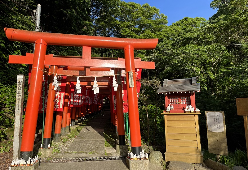 佐助稲荷神社の朱塗り鳥居入口
