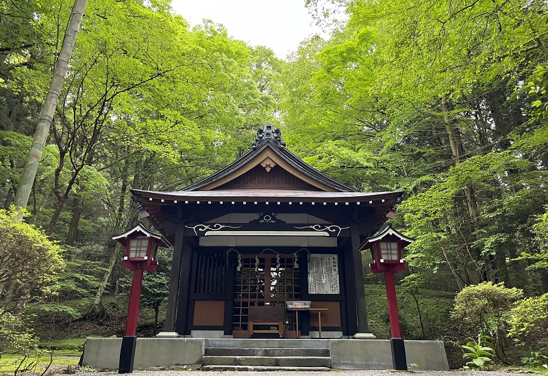 木々に囲まれ静かに鎮座している駒形神社、本殿