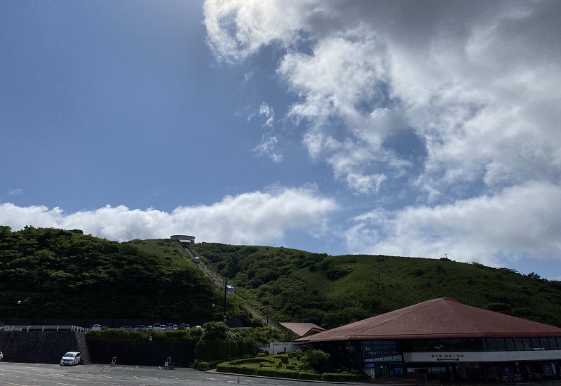 十国峠山頂駅へと続くケーブルカー路線