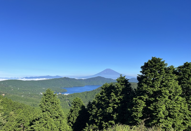 青空と富士山と芦ノ湖