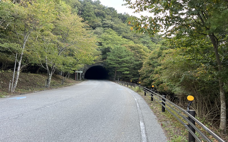 県道706号線道路の先のトンネル