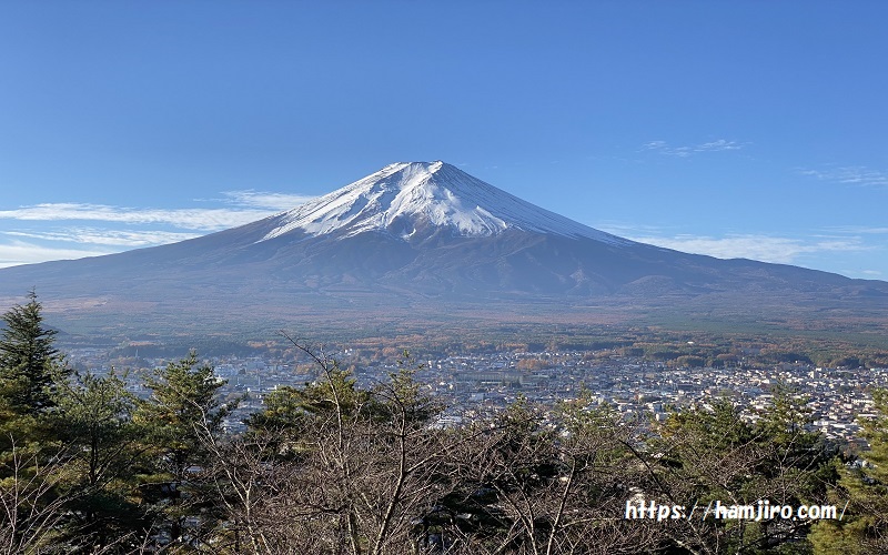 パノラマ台からの雪化粧の富士山眺望