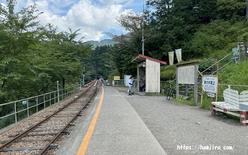 無人駅の奥大井湖上駅ホーム